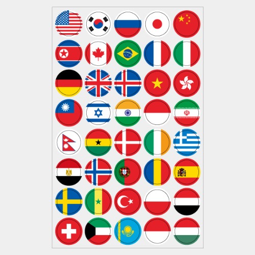 세계의 국기 스티커 여러 나라 국기 대한민국 국기 씰스티커 1종