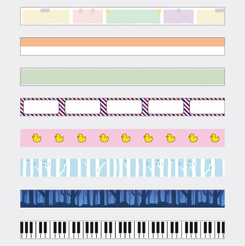 패턴(메모지,숲,피아노건반) 마스킹테이프
