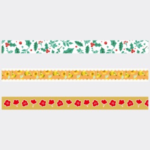 겨울열매와 꽃 홀로그램 마스킹테이프 꽃 패턴 마테 3종